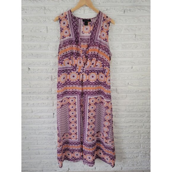 Ashley Stewart Womens Swim Coverup 18 20 Plus Open Maxi Sheer Purple GEO308E - Picture 1 of 10
